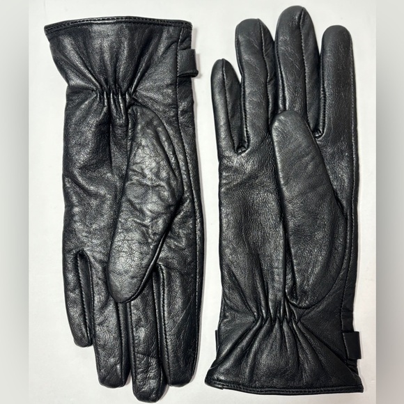 Michael Kors Super Soft Black Genuine Leather Gloves With Silver Hardware Size S - Picture 2 of 4